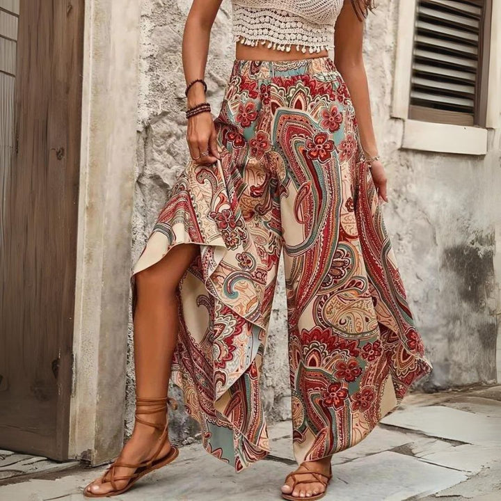 Selena - Boho Paisley-Hose mit weitem Bein