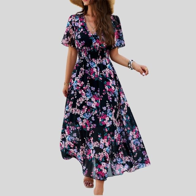 Serena - Blumenkleid mit V-Ausschnitt