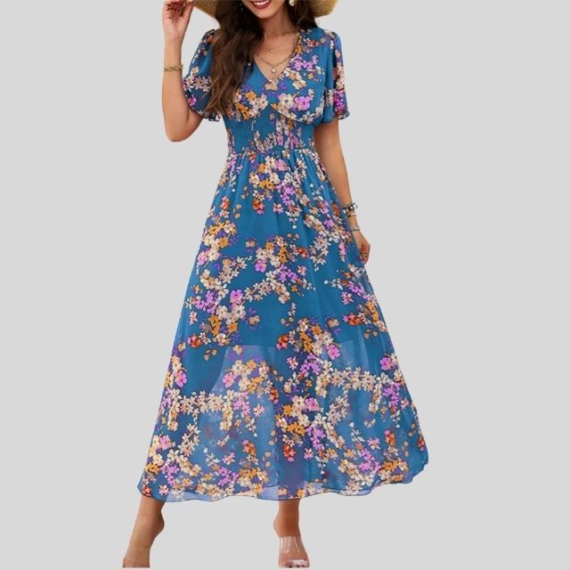 Serena - Blumenkleid mit V-Ausschnitt