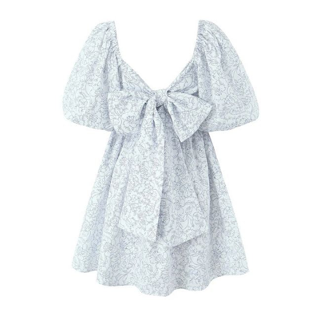 Eloise - Geblümtes Kleid mit geraffter Taille und Puffärmeln