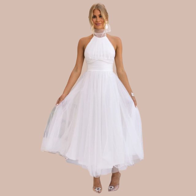 Elsa - Tüll-Maxi-Kleid mit Halterneck