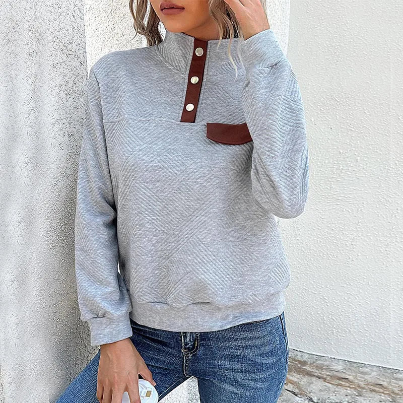 Samantha - Gestepptes Pullover mit Knopfkragen