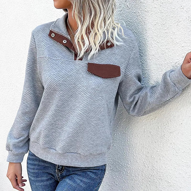 Samantha - Gestepptes Pullover mit Knopfkragen