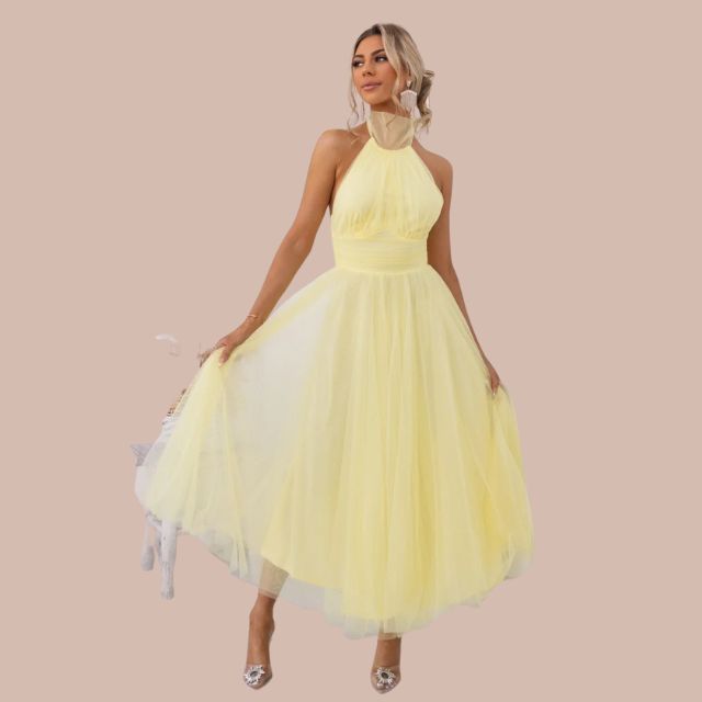 Elsa - Tüll-Maxi-Kleid mit Halterneck