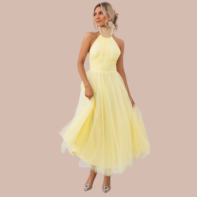 Elsa - Tüll-Maxi-Kleid mit Halterneck