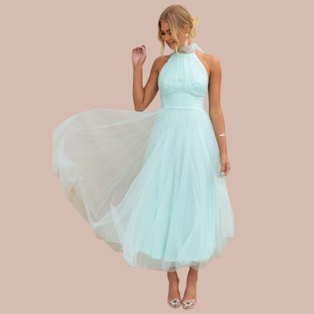 Elsa - Tüll-Maxi-Kleid mit Halterneck