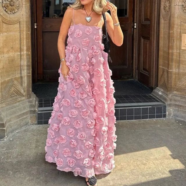 Rosabella - Tüll Maxikleid mit Blumenapplikationen