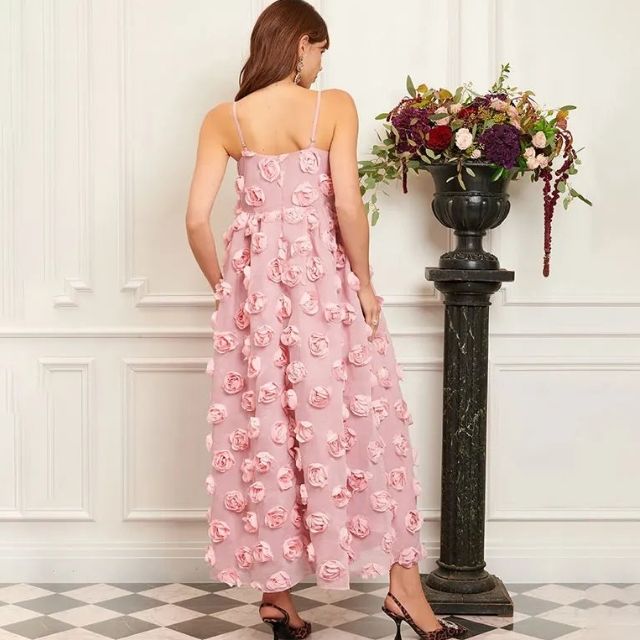 Rosabella - Tüll Maxikleid mit Blumenapplikationen