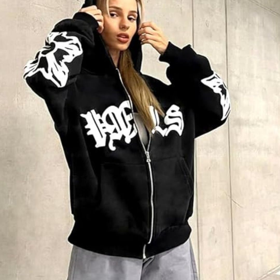 Jaxon - Gothischer Hoodie mit Totenkopf-Druck