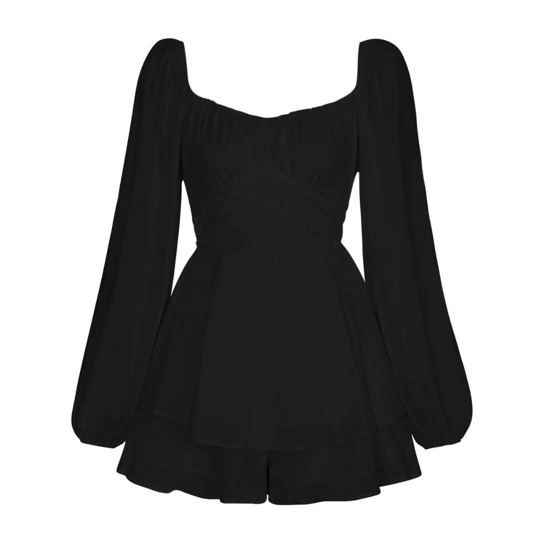 Chloe - Elegantes Minikleid mit langen Ärmeln und Lagenrock