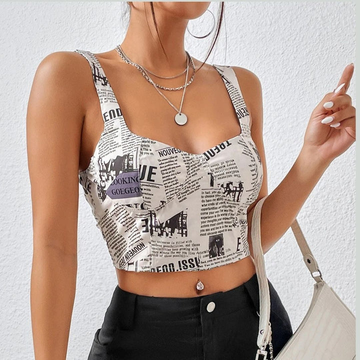 Elena - Bedrucktes Crop-Top mit Karree-Ausschnitt