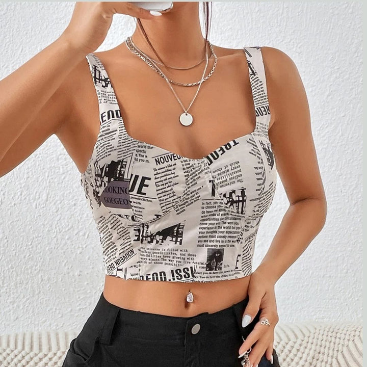 Elena - Bedrucktes Crop-Top mit Karree-Ausschnitt