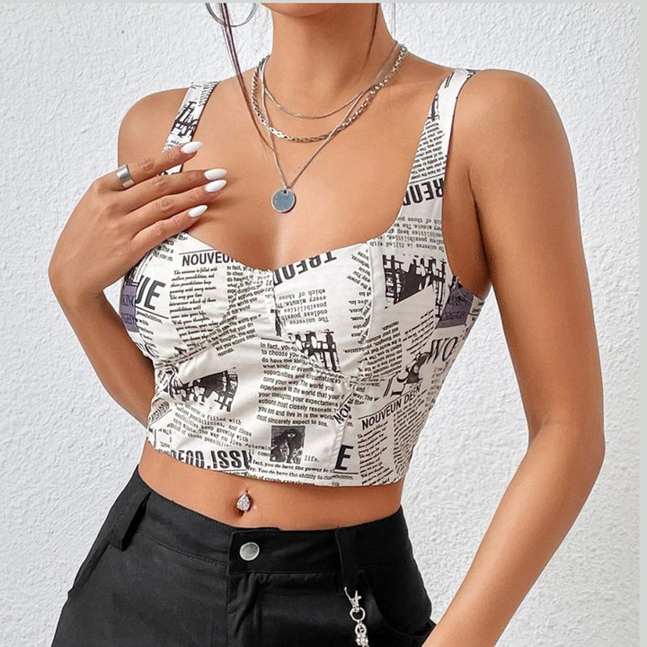 Elena - Bedrucktes Crop-Top mit Karree-Ausschnitt