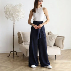 Nina - Hochtaillierte Wickelhose mit Weitem Bein