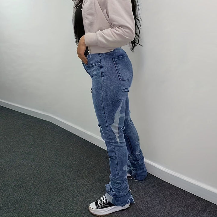 Layla - High-Waist-Jeans mit Used-Look