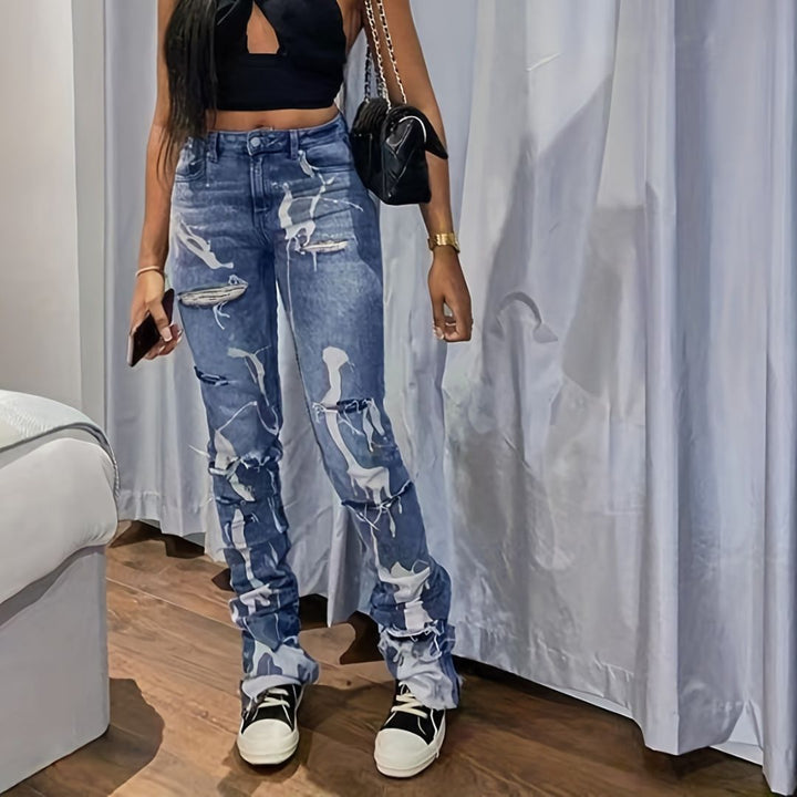 Layla - High-Waist-Jeans mit Used-Look