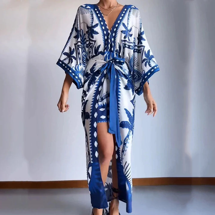 Elara - Boho-Kimono-Kleid mit Taillenband