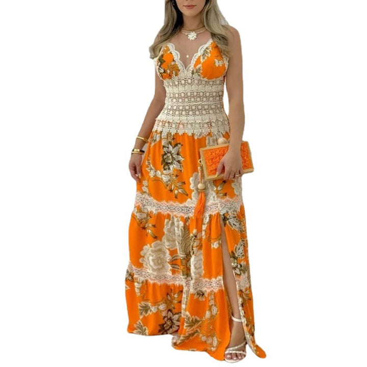 Mirella - Florales Maxikleid mit Spitzendetails