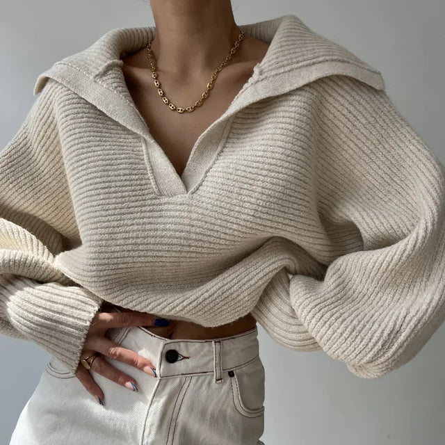 Natalia - Strukturierter Strickpullover mit Kragen