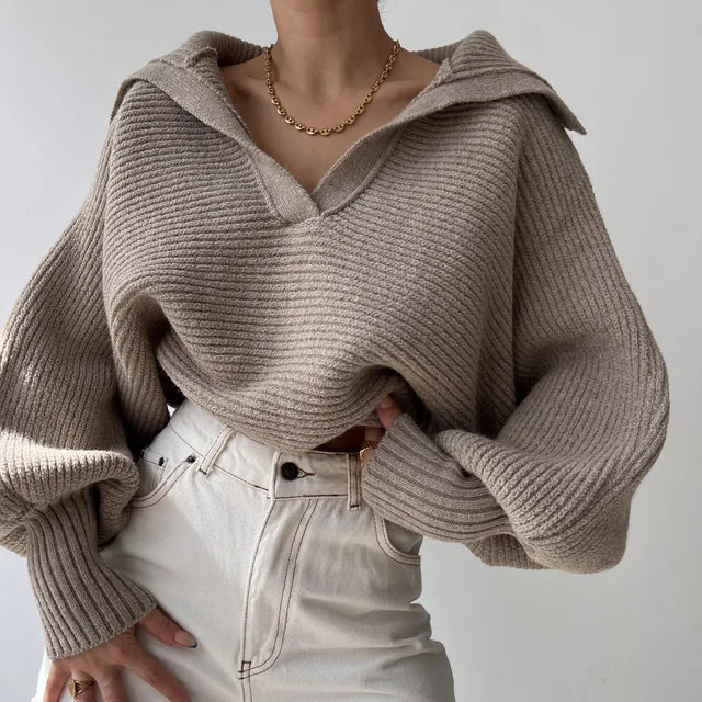 Natalia - Strukturierter Strickpullover mit Kragen