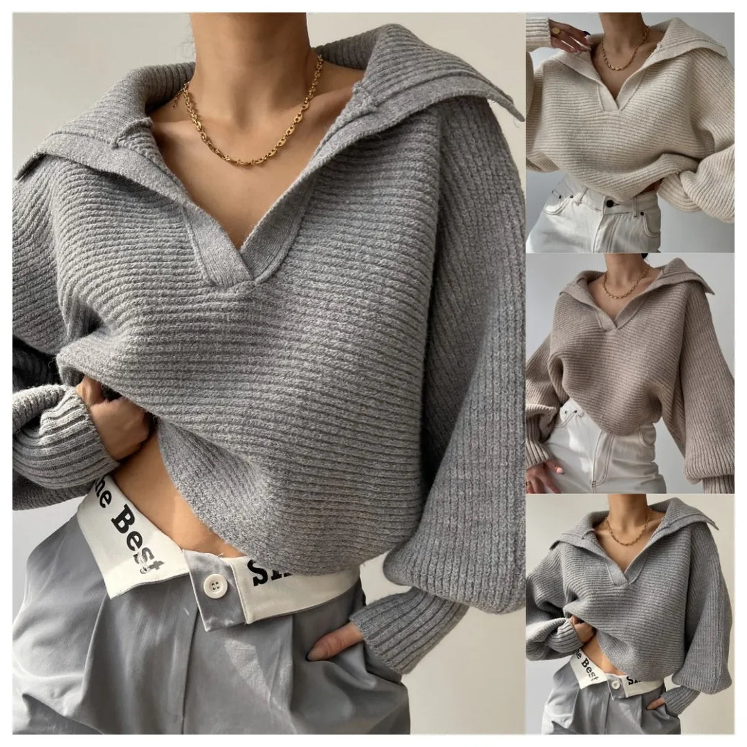 Natalia - Strukturierter Strickpullover mit Kragen