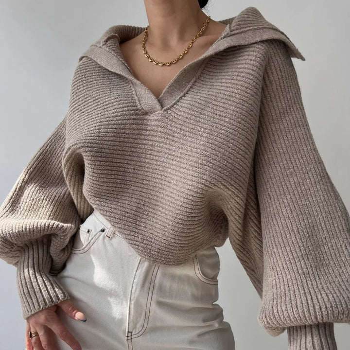 Natalia - Strukturierter Strickpullover mit Kragen