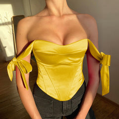 Celeste - Satin-Bustier-Top mit Schleifen-Trägern