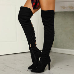 Veronica - Stilvolle Overknee-Stiefel mit Cutouts und Stiletto-Absatz