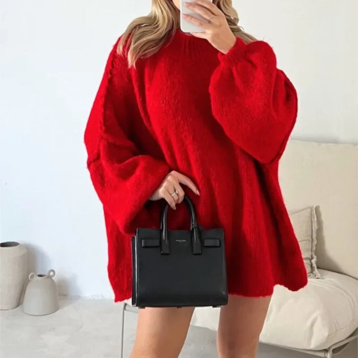 Imogen - Oversize-Strickpullover mit kontrastierendem Rollkragen