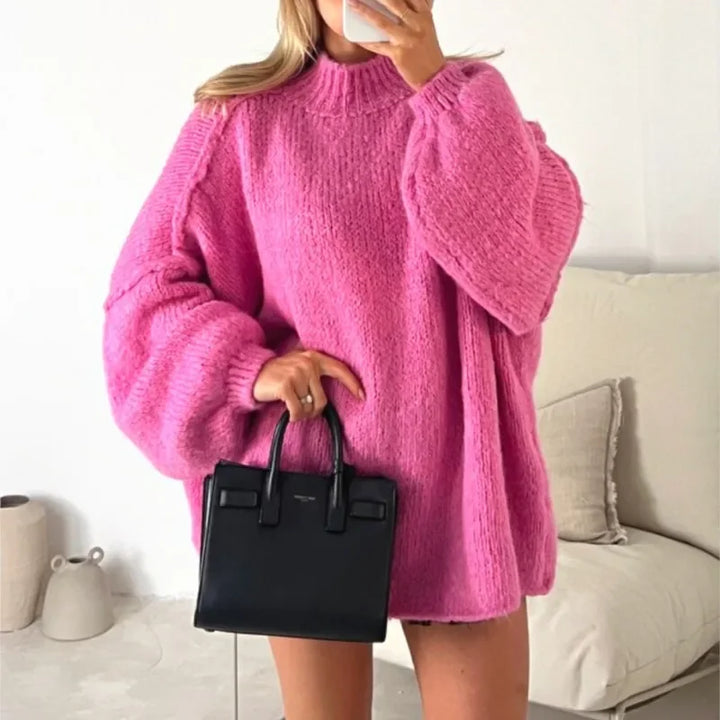 Imogen - Oversize-Strickpullover mit kontrastierendem Rollkragen