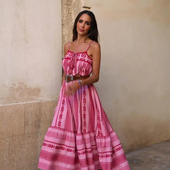 Camila - Gemustertes Maxikleid mit Gürtel