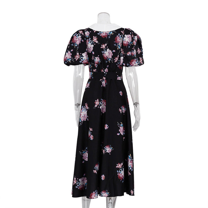 Felicity - Midikleid mit Blumenakzenten und Puffärmeln