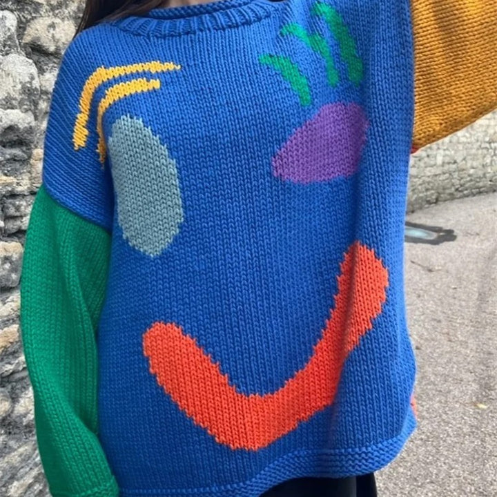 Mila - Übergroßer Smiley Strickpullover