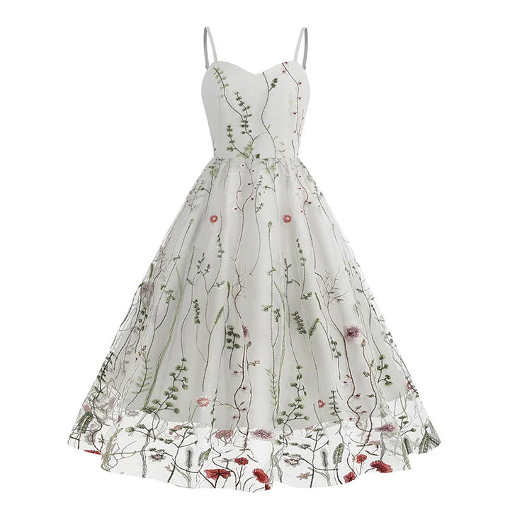 Evelina - Besticktes Blumen-A-Linien-Kleid