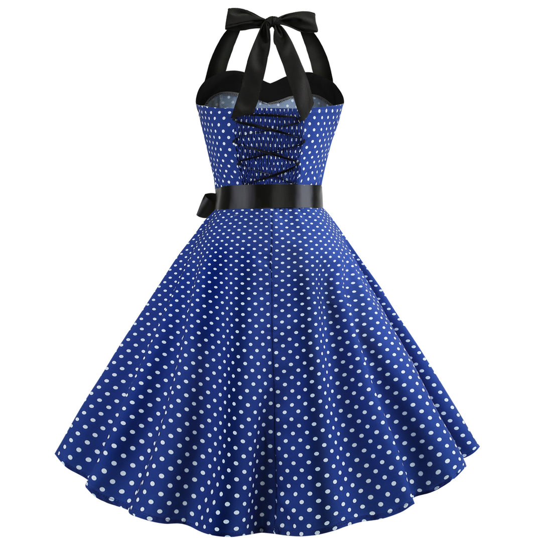 Valentina - Vintage-Punkte-Halterkleid mit Schleifendetail