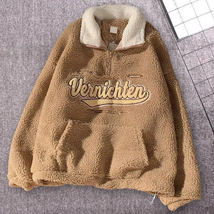 Jonas - Gemütlicher Fleece-Pullover mit Gesticktem Schriftzug