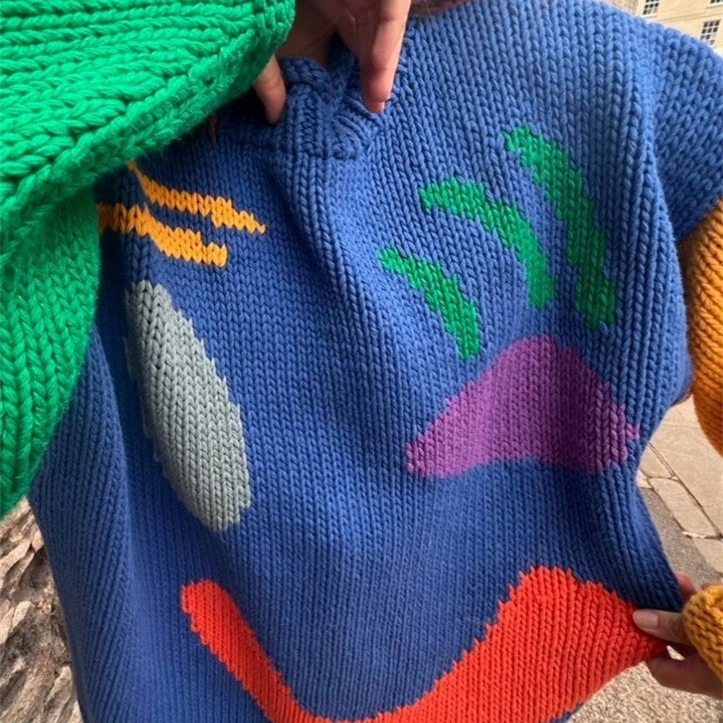 Mila - Übergroßer Smiley Strickpullover