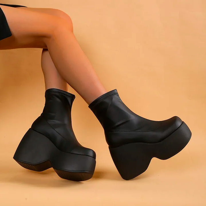 Diana - Gothic Chunky Platform Stiefeletten mit Reißverschluss