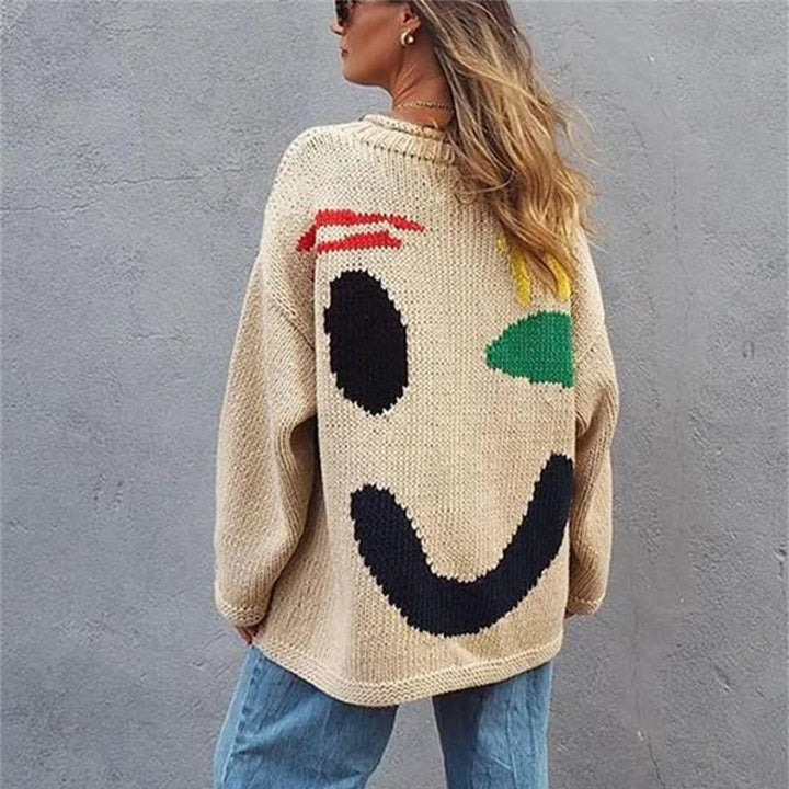 Mila - Übergroßer Smiley Strickpullover