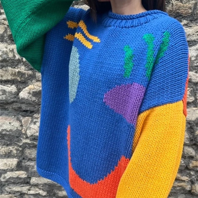 Mila - Übergroßer Smiley Strickpullover