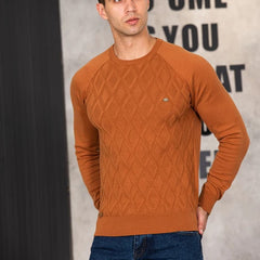 Felix - Diamantstrickpullover mit Rundhalsausschnitt