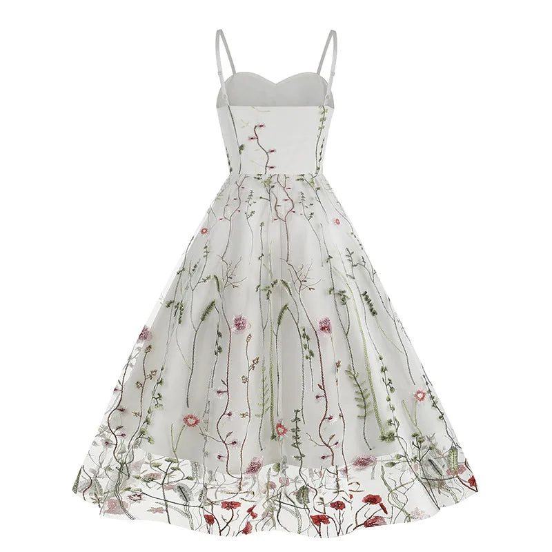 Evelina - Besticktes Blumen-A-Linien-Kleid