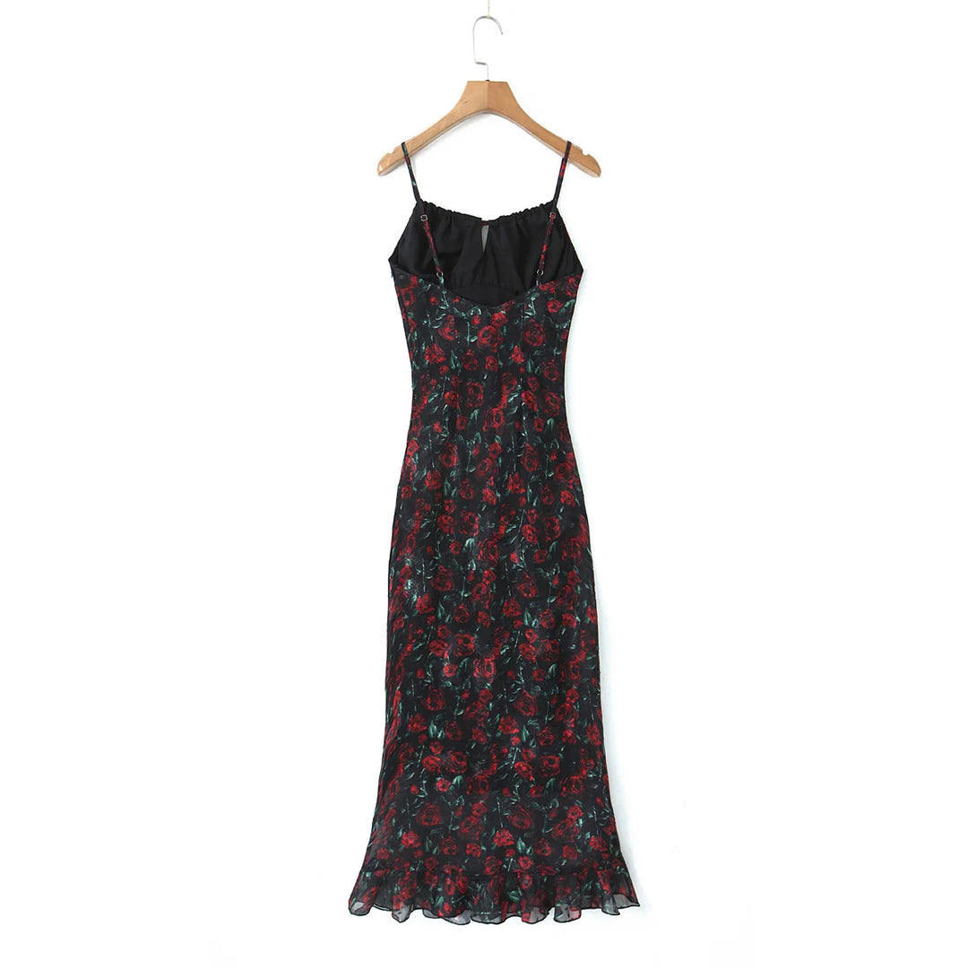 Clarissa - Maxikleid mit Blumenprint und Rüschensaum