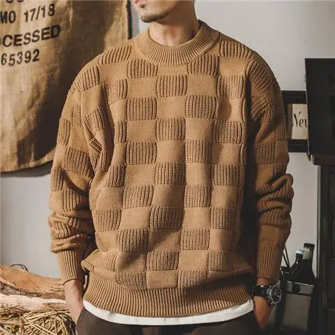 Oscar - Strickpullover mit Texturiertem Karomuster