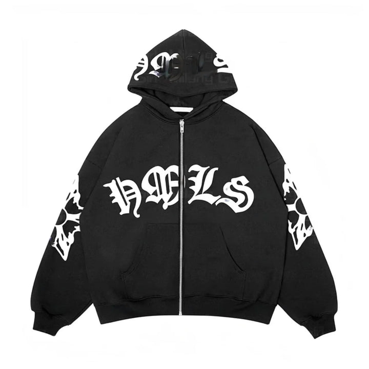 Jaxon - Gothischer Hoodie mit Totenkopf-Druck