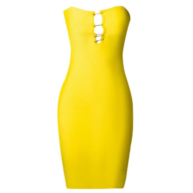 Bella - Schulterfreies Bodycon-Kleid mit Ringdetail vorne