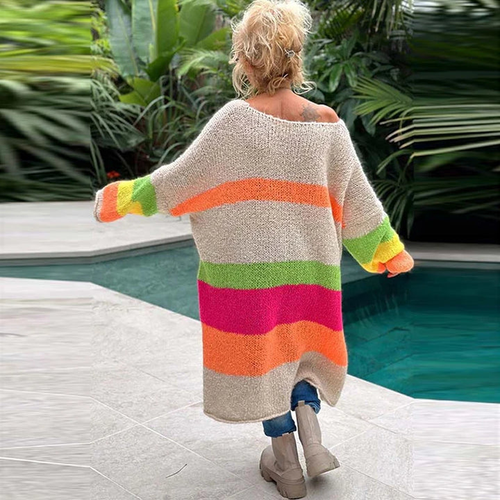 Layla - Lebhafter Oversized-Strickpullover mit Peace-Druck