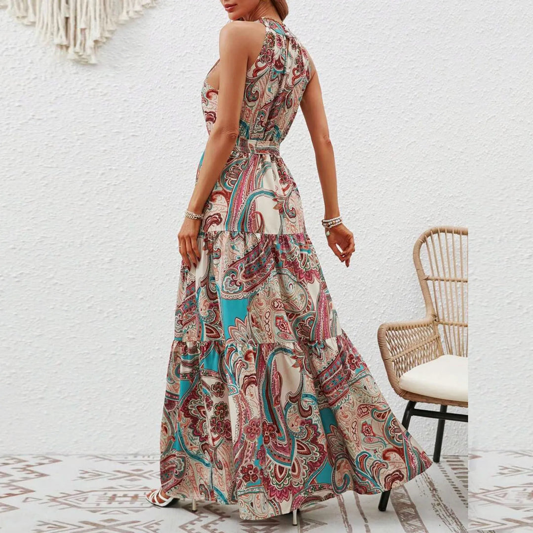 Miranda - Bohemisches Maxikleid mit Halterneck