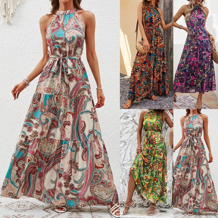 Miranda - Bohemisches Maxikleid mit Halterneck