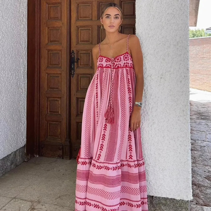 Camila - Gemustertes Maxikleid mit Gürtel